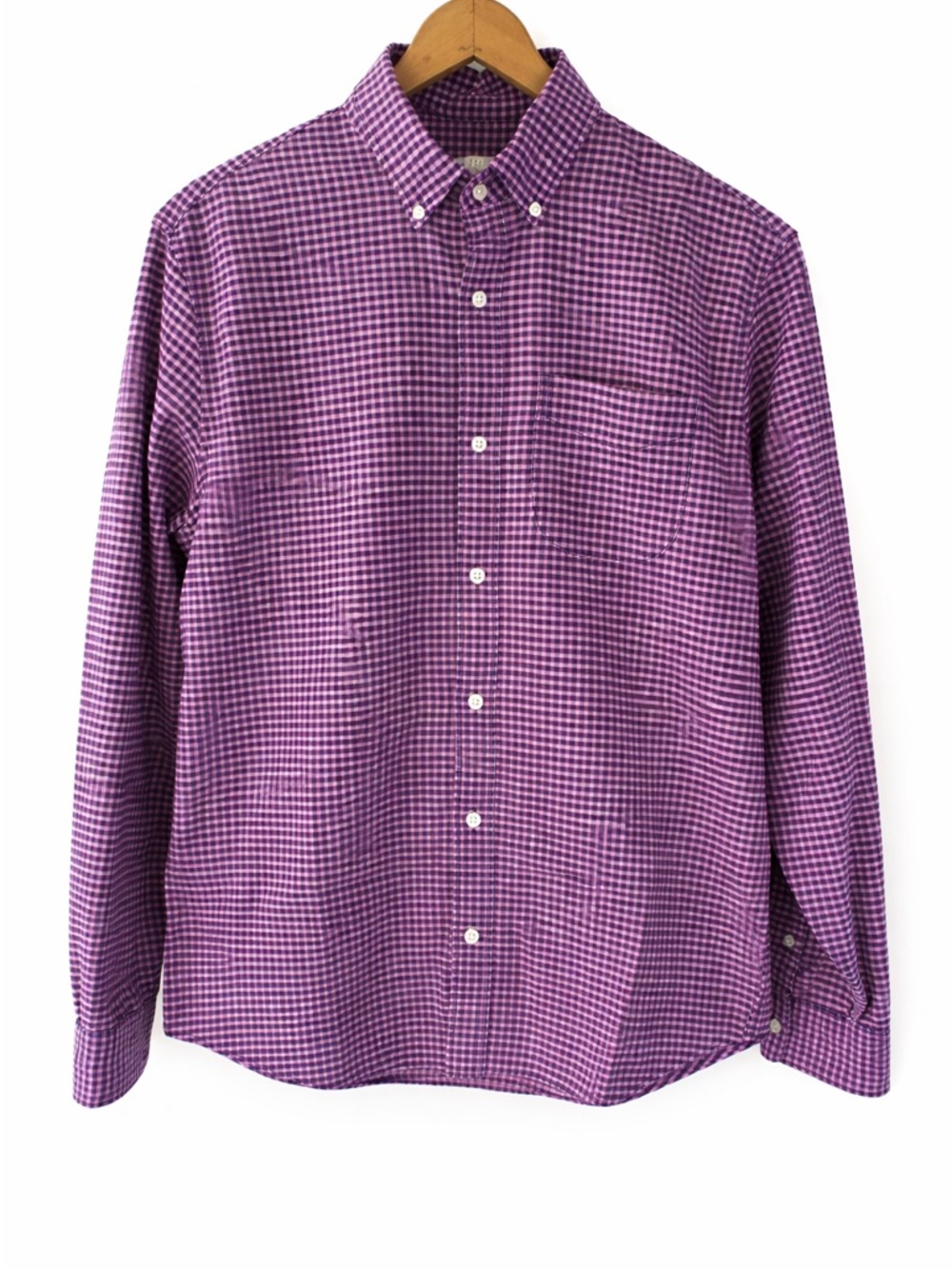 GAP Men's Pink and Navy Blue Checkered Button-Down Shirt